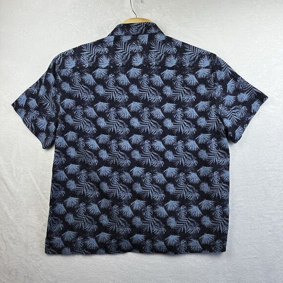 Nat Nast Button Down Shirt Blue Silk Short Sleeve Palm Tree Beach Men's Size XXL - Picture 3 of 16